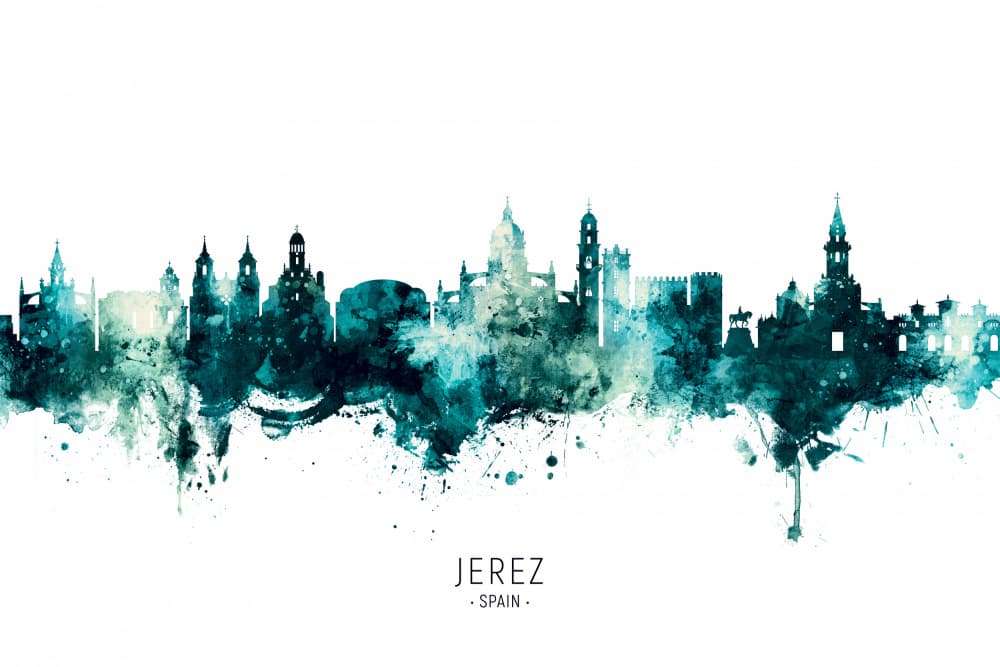 Jerez Spain Skyline by Michael Tompsett — canvas wall art
