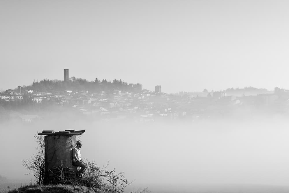 Serene Foggy Town View by Carlo Ferrara — canvas wall art