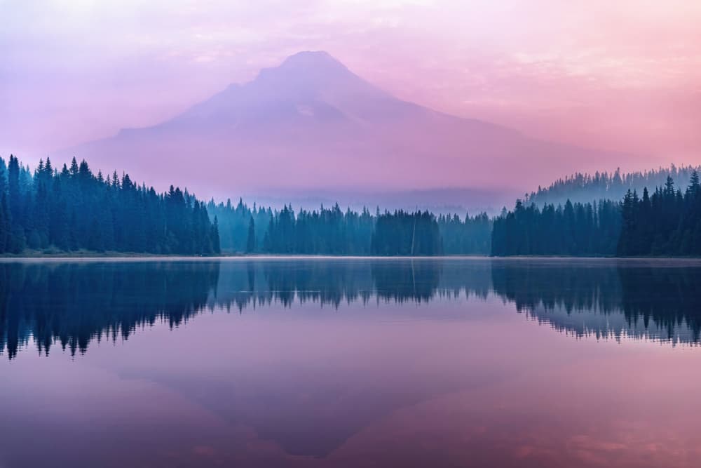 Purple Dawn Mountain Lake by Jie Jin — canvas wall art
