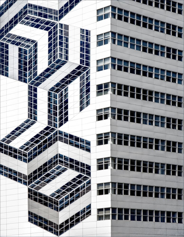 Modern Geometric Building by Gilbert Claes — canvas wall art