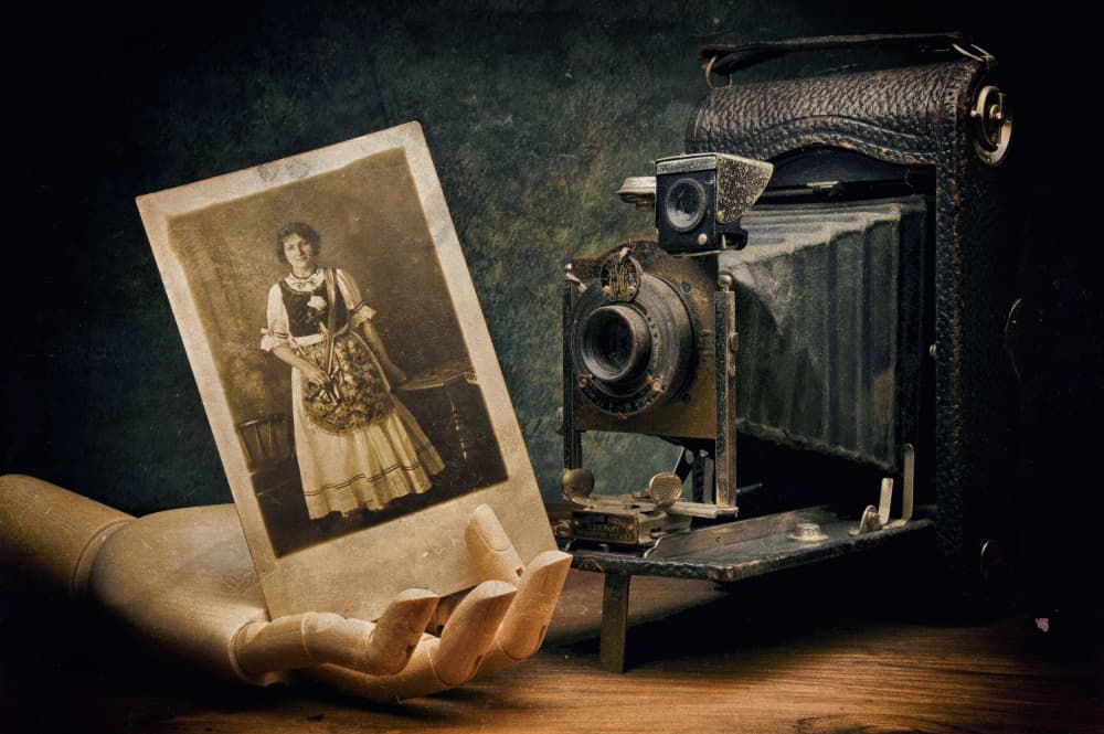 Vintage Camera Portrait by Raffaele Corte — canvas wall art