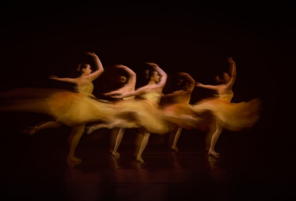 Golden Ballet Motion by Mia Meng — canvas wall art