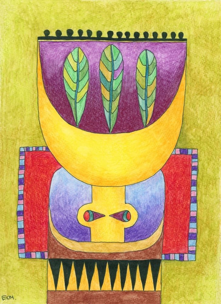 Abstract Tribal Figure by Elena Khomutova-Miller — canvas wall art