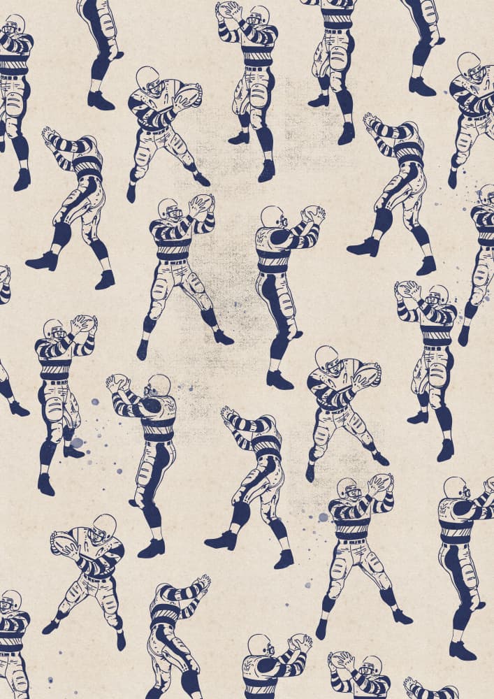 Vintage Football Players by Nicholas — canvas wall art