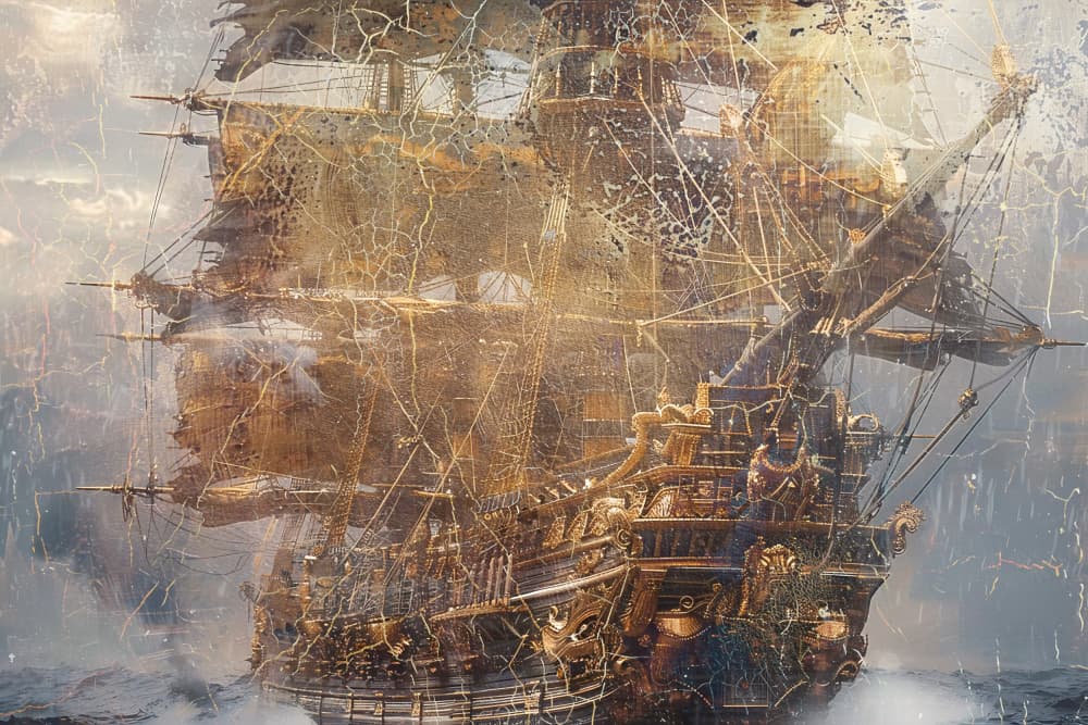 Vintage Sailing Ship Voyage by Rafal Kulik — canvas wall art