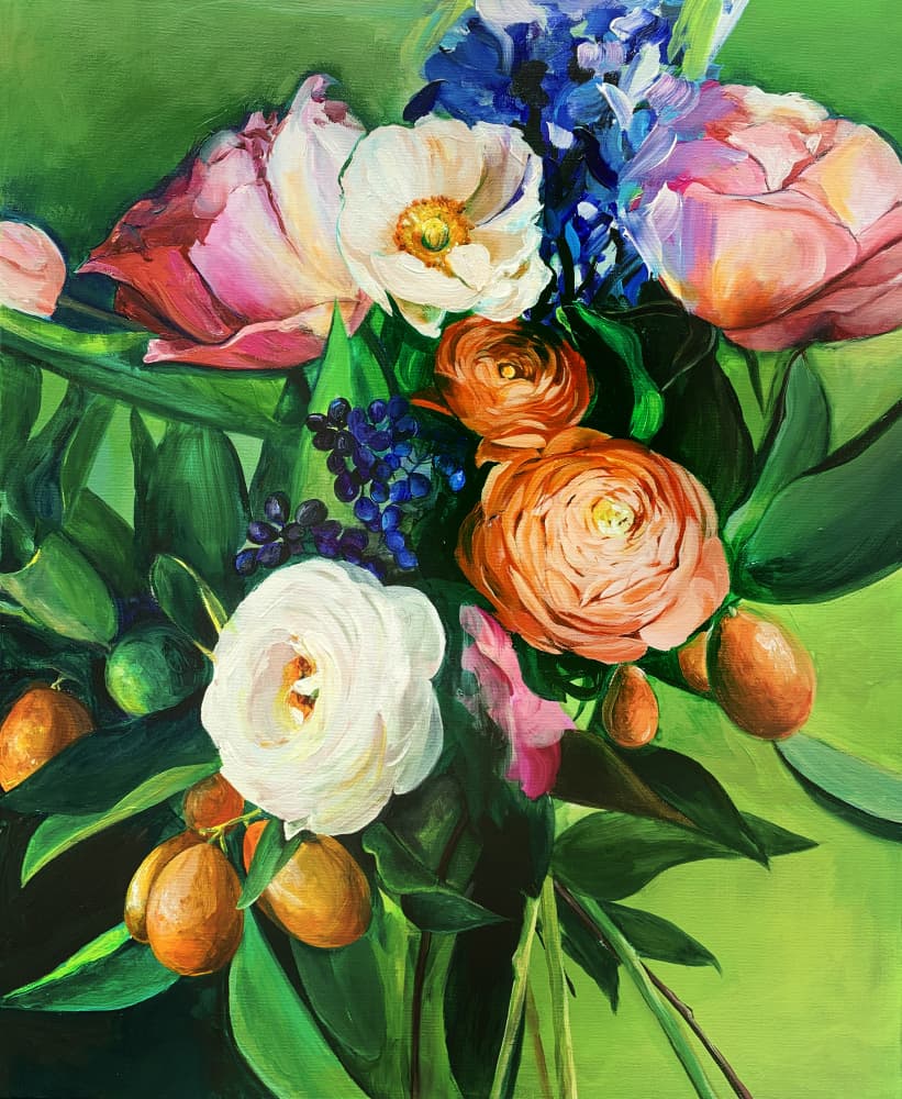Vibrant Floral Harvest by Christine Lindstrom — canvas wall art