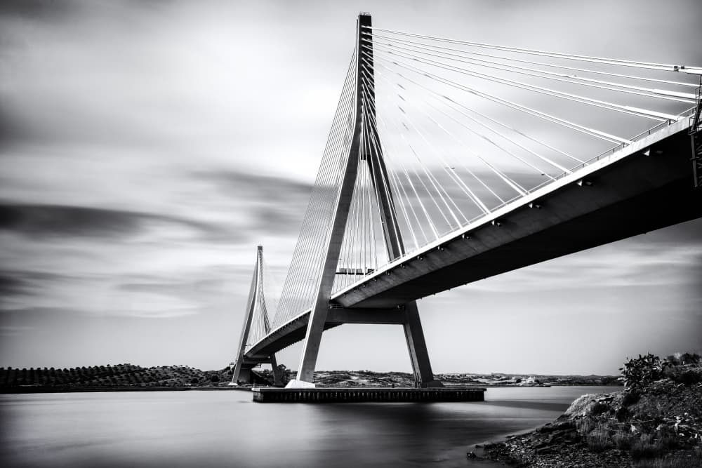 Dramatic Cable Bridge View by Ina Tänzer — canvas wall art