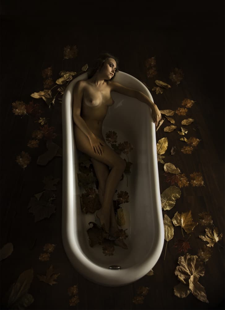 Nude Autumn Bath by Moris Raskin — canvas wall art