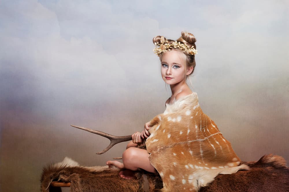 Woodland Fawn Girl by Monika Vanhercke — canvas wall art