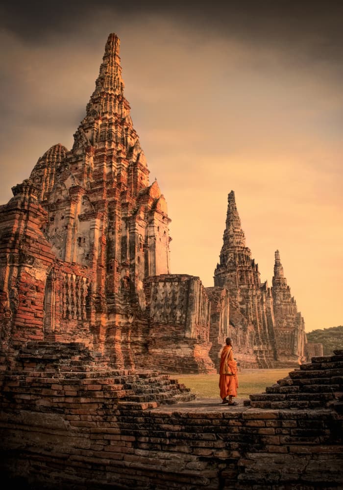 Monk Among Ancient Temples by Daniel Murphy — canvas wall art