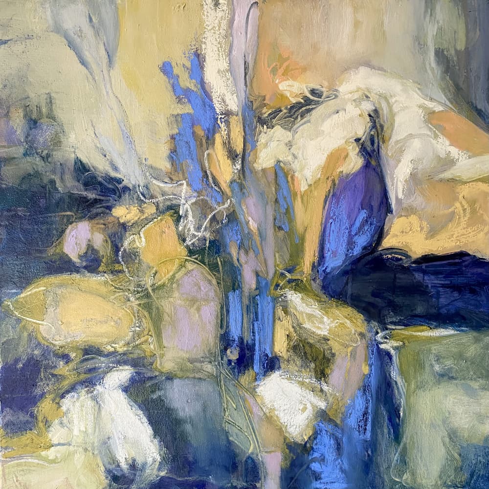 Blue Yellow Abstract Flow by Julia Purinton — canvas wall art
