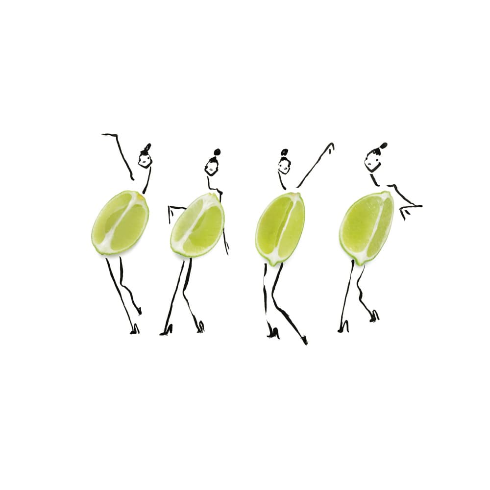 Dancing Lime Figures by Gretchen Roehrs — canvas wall art