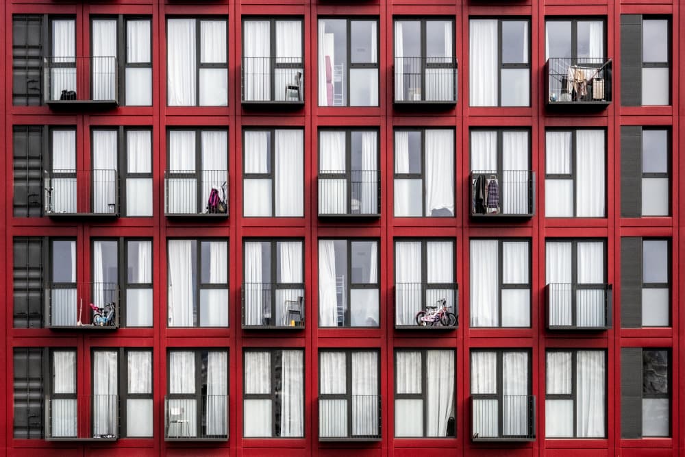 Modern Red Facade by Linda Wride — canvas wall art