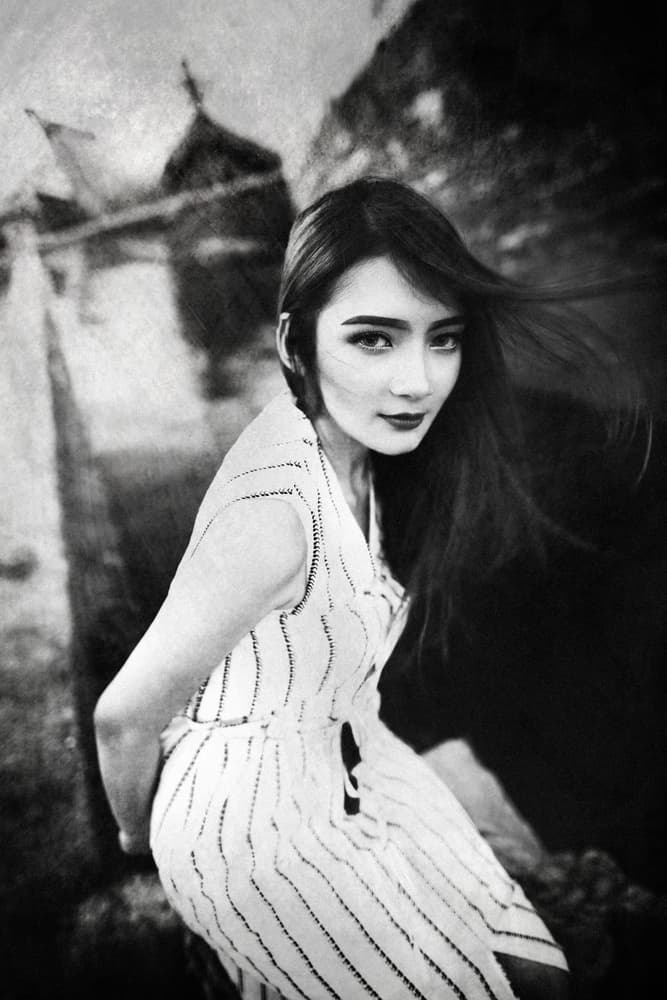 Elegant Black White Portrait by Abr Abe — canvas wall art