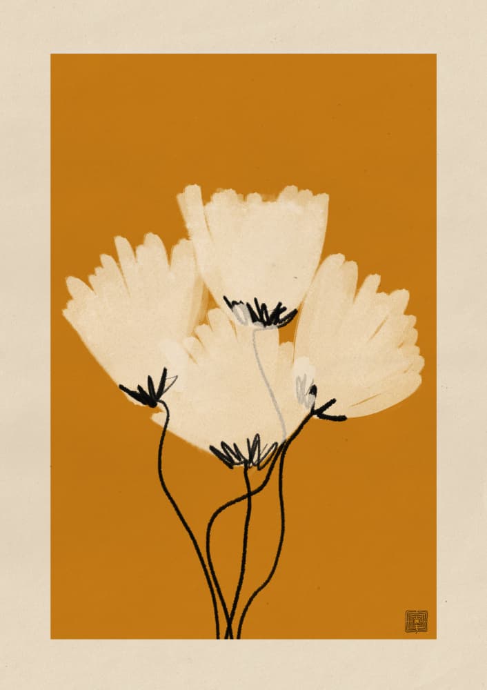 Warm Minimalist Poppies by Amaze Atelier — canvas wall art