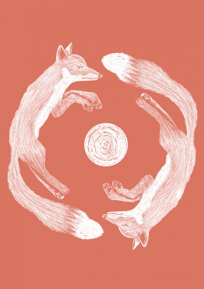 Dreaming Fox Embrace by Senna-Mia Rahner — canvas wall art