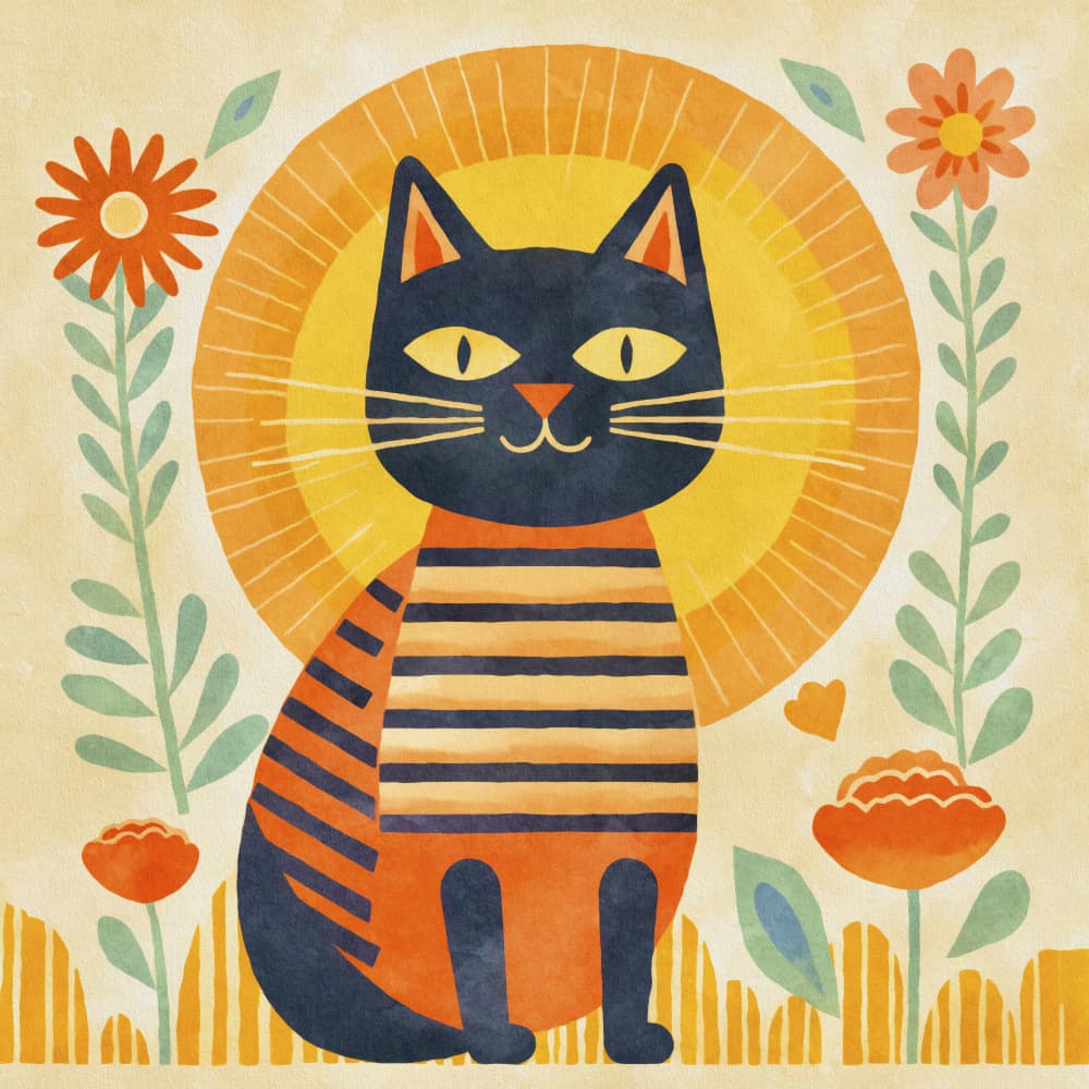 Whimsical Garden Cat by Andrea Haase — canvas wall art