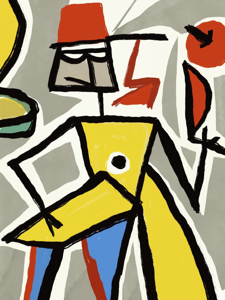 Abstract Figure Red Hat by Little Dean — canvas wall art