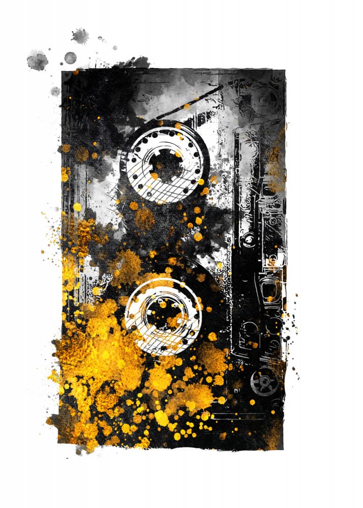 Grungy Gold Cassette by Justyna Jaszke — canvas wall art
