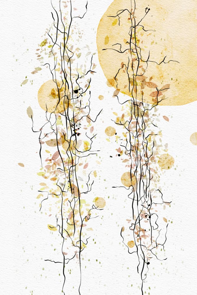Tranquil Golden Branches by Ankie Kooi — canvas wall art