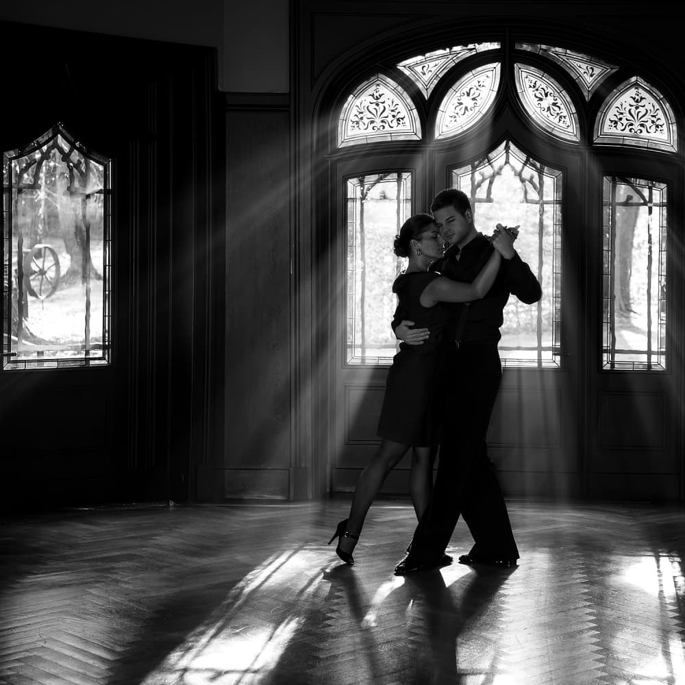 Tango Dancers in Sunlight by Roswitha Schleicher-Schwarz — canvas wall art