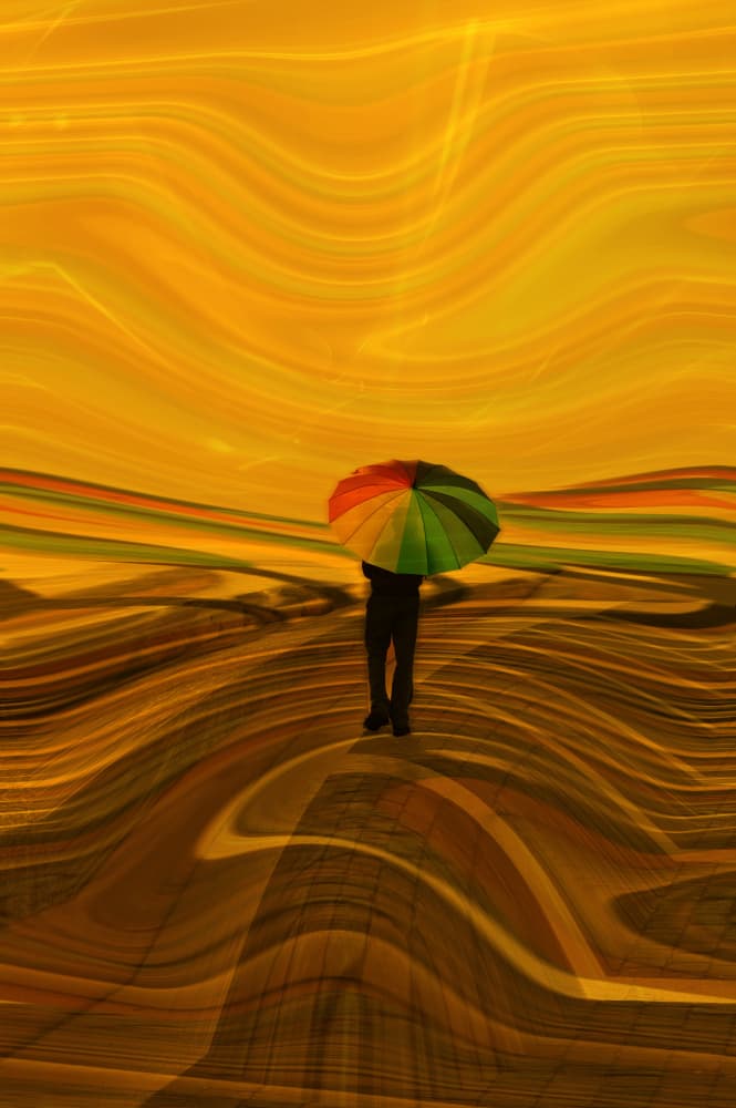Solitary Rainbow Umbrella by Francesca Ferrari — canvas wall art