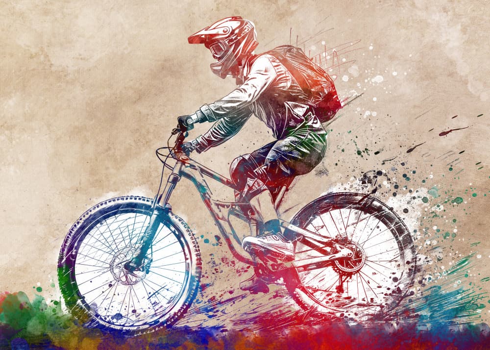 Dynamic Mountain Biker by Justyna Jaszke — canvas wall art