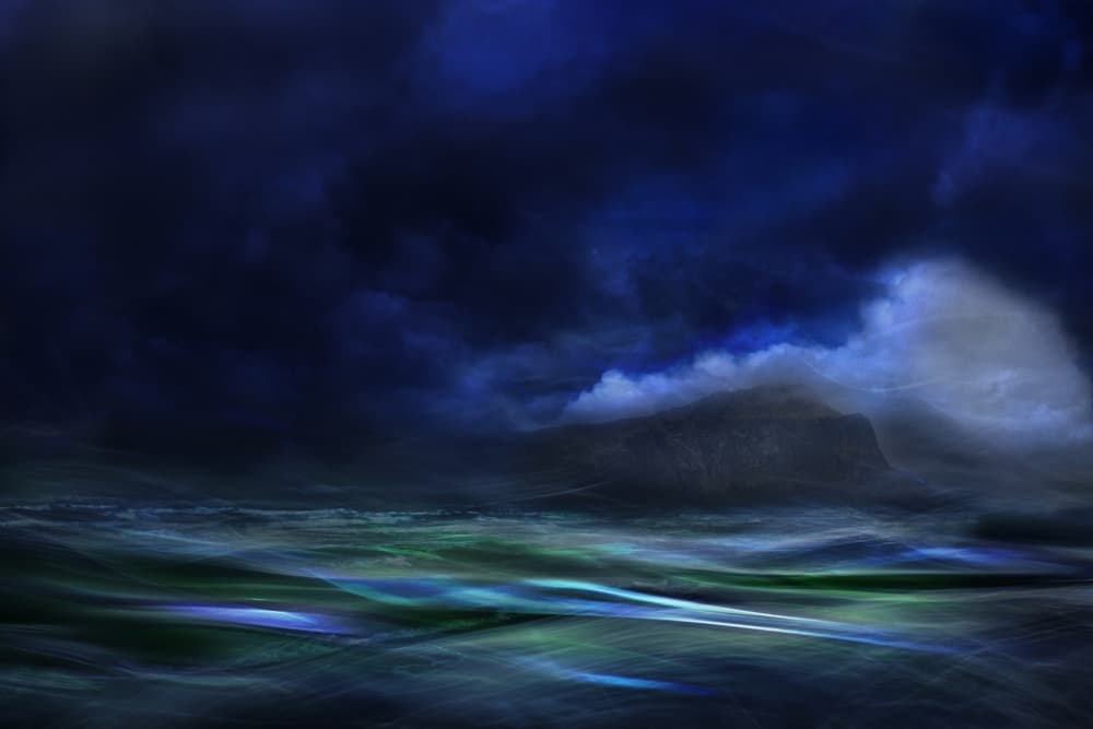 Stormy Mountain Seascape by Willy Marthinussen — canvas wall art
