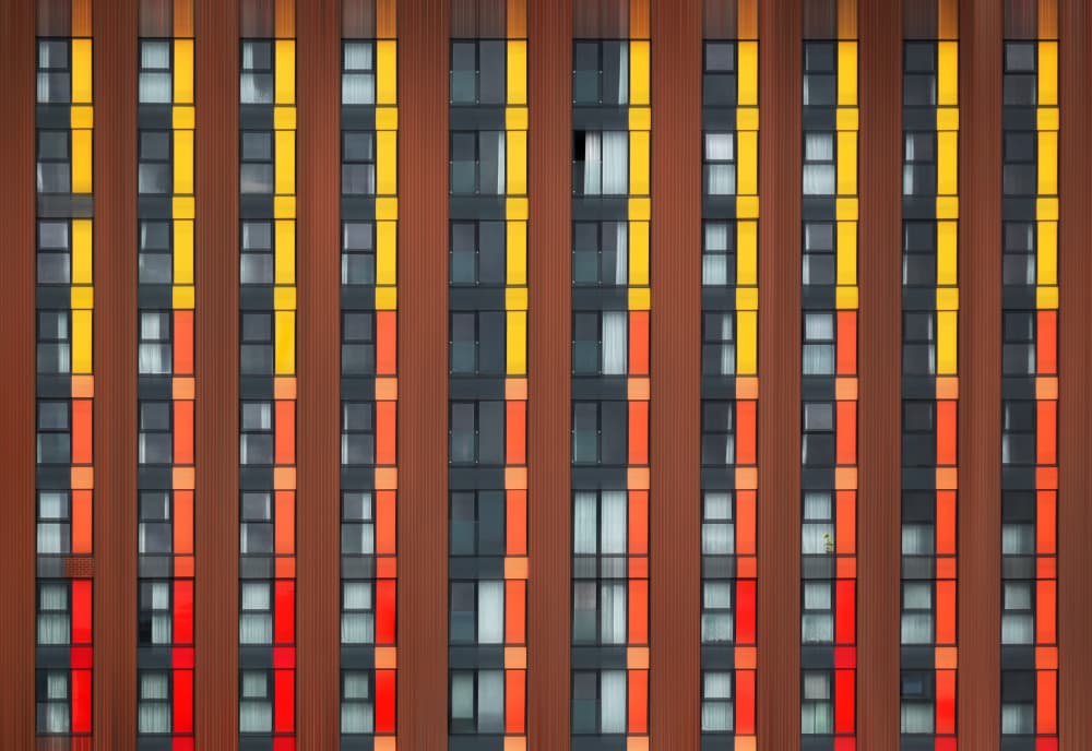 Vibrant Urban Geometry by Hans-Wolfgang Hawerkamp — canvas wall art