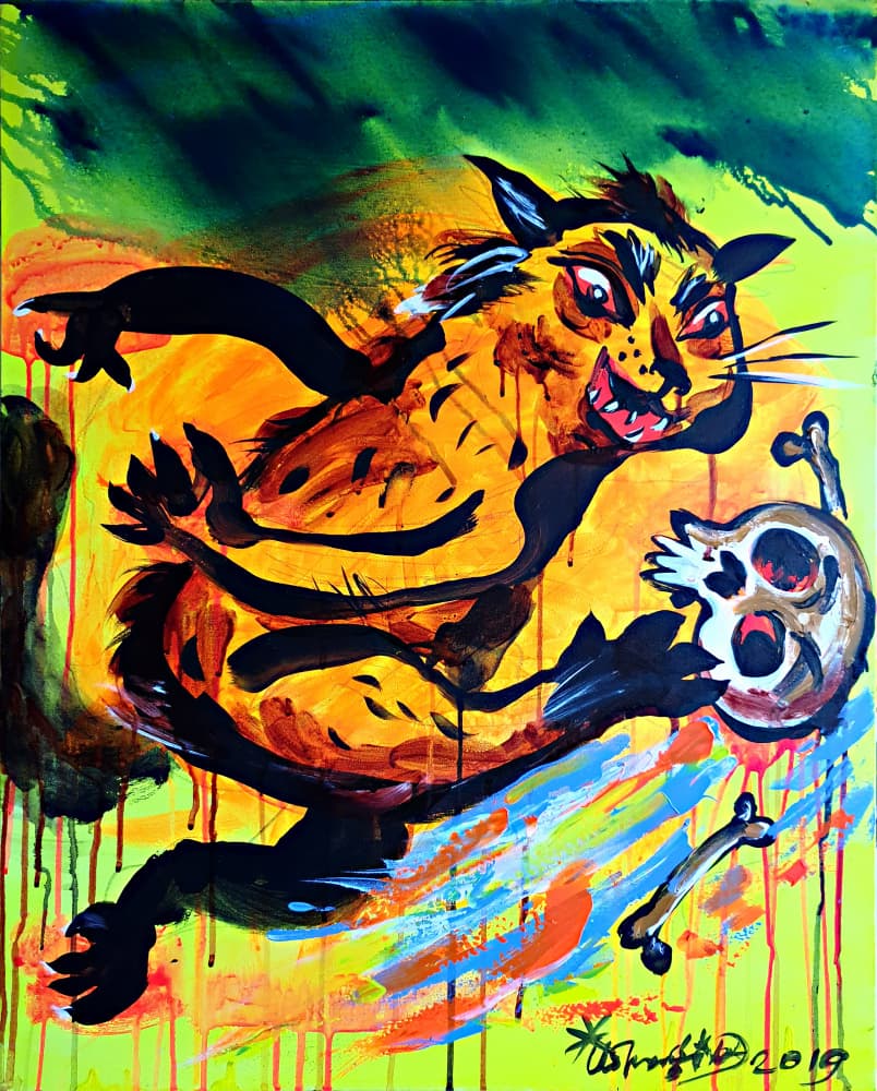 Fierce Creature with Skull by Kanat Ibragimov — canvas wall art