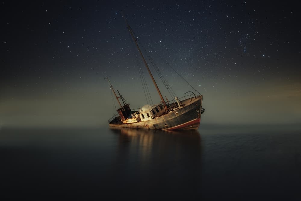 Starry Night Shipwreck by Mika Suutari — canvas wall art