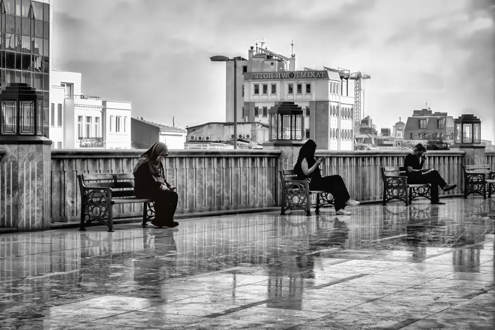 Urban Terrace Reflections by Michel Groleau — canvas wall art