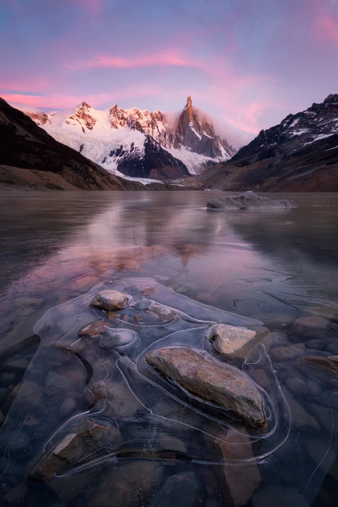 Pink Sky Patagonia Peaks by Yongnan Li (李永男) — canvas wall art