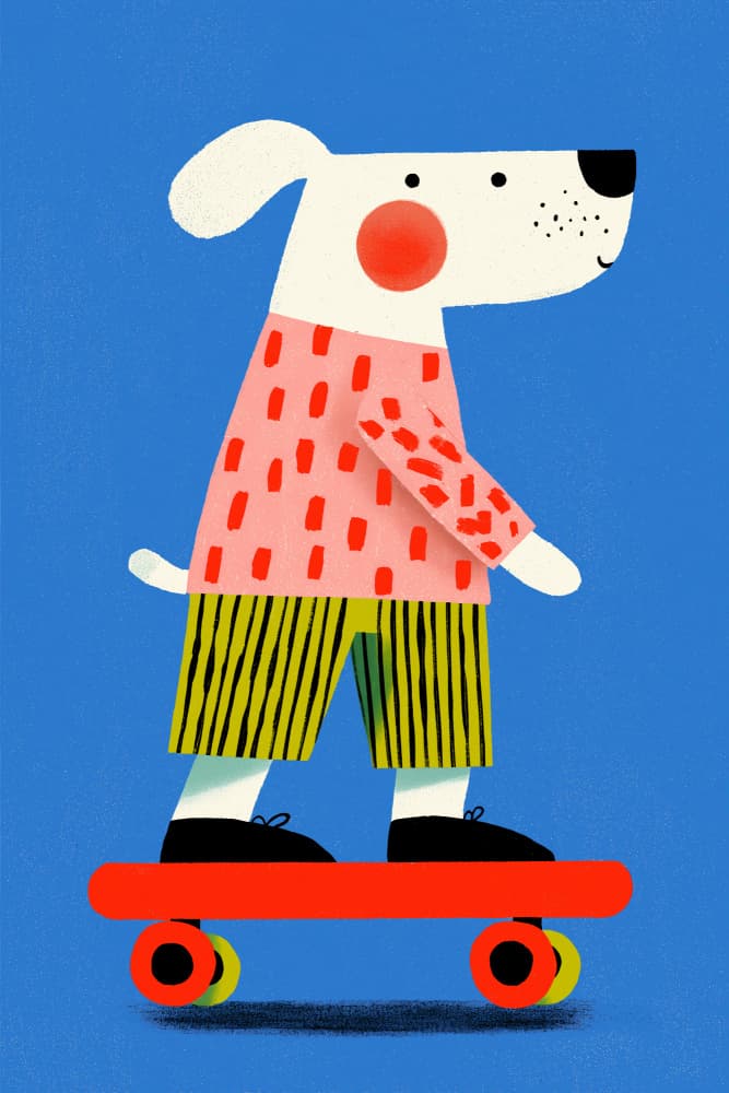Skating dog by Treechild — canvas wall art