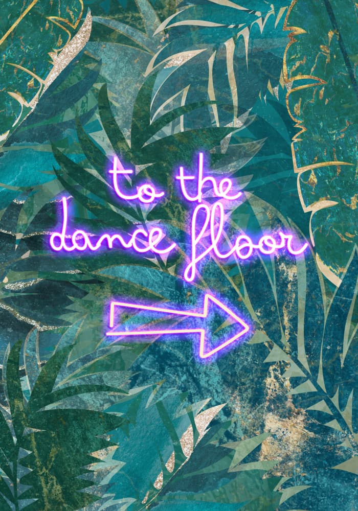 Neon Dance Floor Sign by Sarah Manovski — canvas wall art