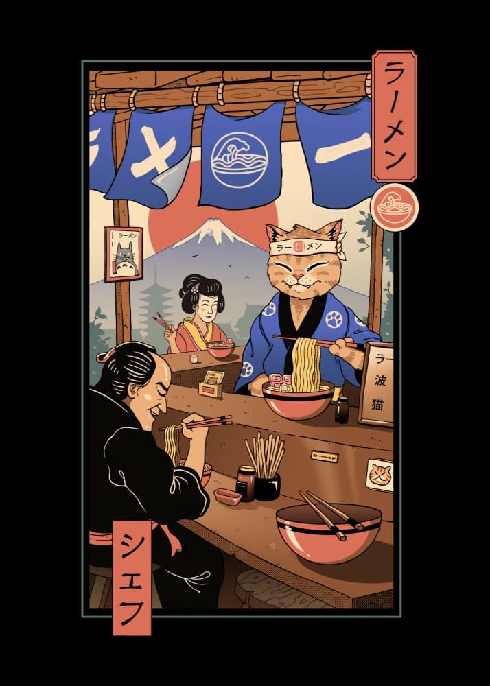 Ramen Meowster by Vincent Trinidad — canvas wall art