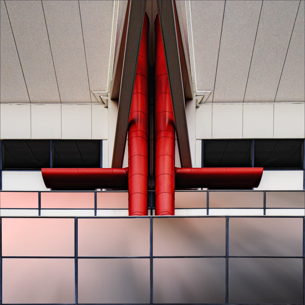 Striking Red Geometry by Gilbert Claes — canvas wall art