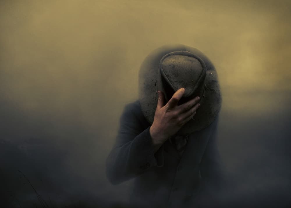 Mysterious Man In Fog by Jorun Larsen — canvas wall art