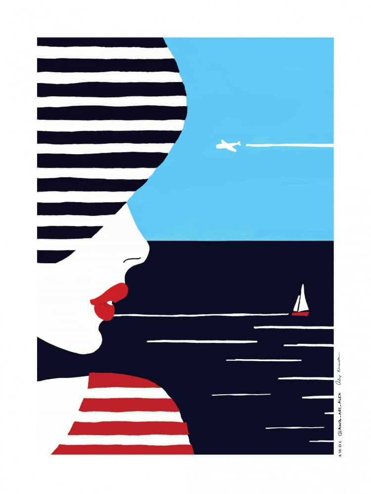 Woman Gazing At Sea by Awol Art Alex — canvas wall art