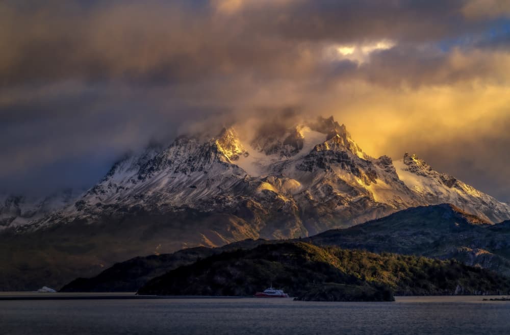 Golden Mountain Peaks by Raymond Ren Rong Liu — canvas wall art
