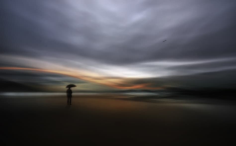 Solitary Umbrella Beach by Santiago Pascual Buye — canvas wall art