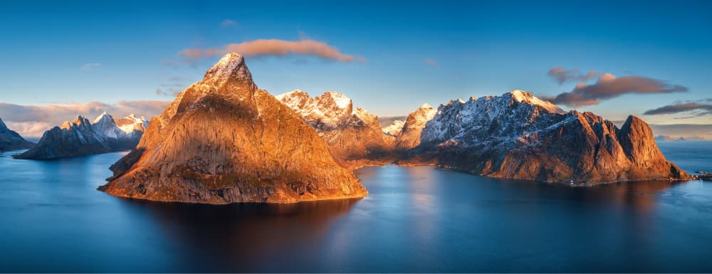 Golden Fjord Peaks by Luigi Ruoppolo — canvas wall art