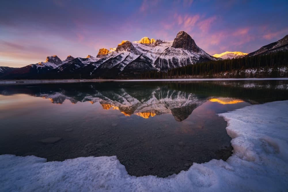 Winter Mountains Alpenglow by Yongnan Li (李永男) — canvas wall art