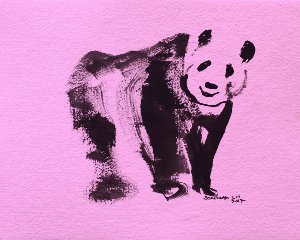 Cute Pink Panda by Santhosh ch — canvas wall art