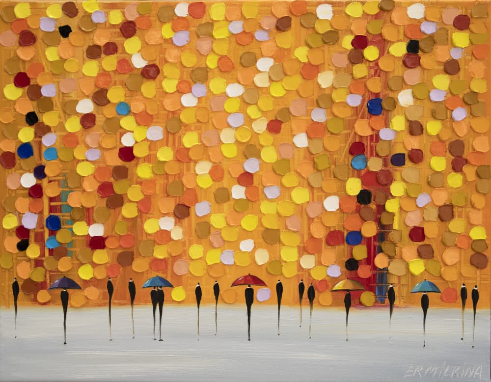 Abstract City Umbrellas by Ekaterina Ermilkina — canvas wall art