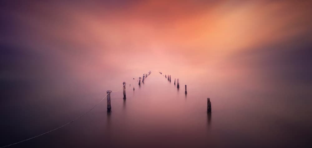 Pastel Pier Glow by Joaquin Guerola — canvas wall art