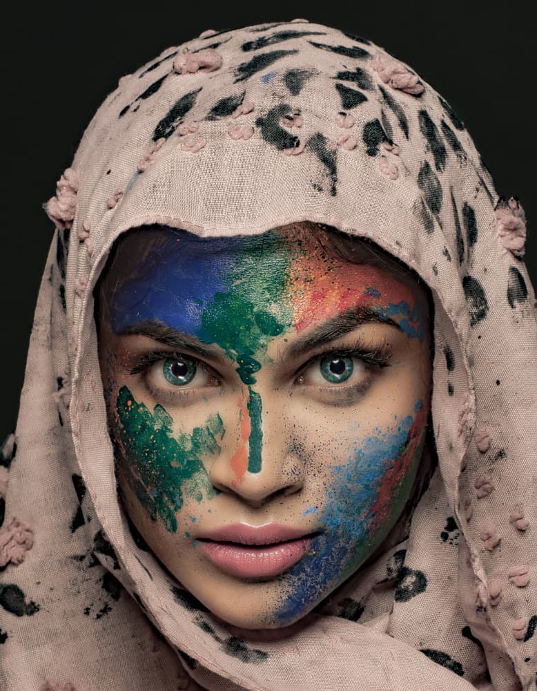 Colorful Painted Face by DEBASISH CHATTOPADHYAY — canvas wall art
