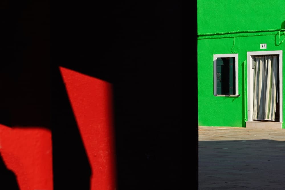 Green Wall Red Shadow by Roberto Marini — canvas wall art
