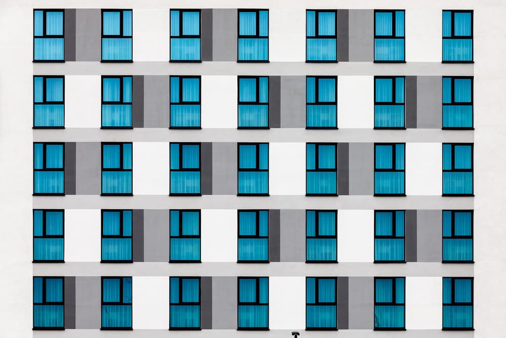 Geometric Blue Windows by Peter Pfeiffer — canvas wall art