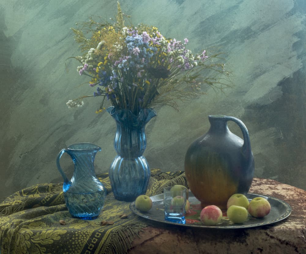 Rustic Blue Still Life by UstinaGreen — canvas wall art